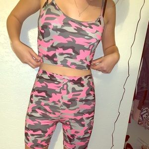 Pink black and grey outfit